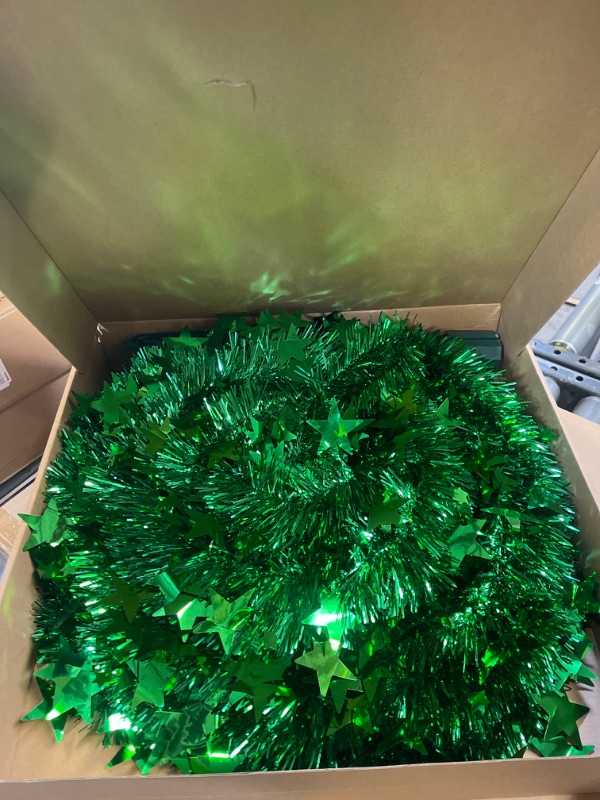 Photo 2 of 6ft Christmas Tinsel Tree, Christmas Decorations Indoor, Pop up Christmas Tree with Stand Easy-Assembly, Big Xmas Decor for Bedrooms Office (Green)