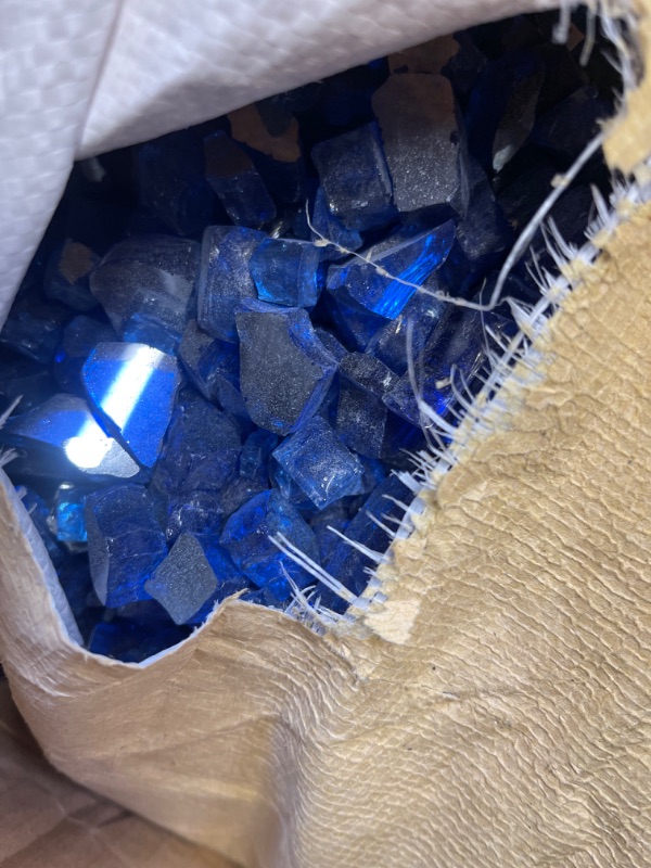 Photo 4 of Future Way 10lbs Fire Pit Glass, 1/2 Inch Reflective Fire Glass for Fire Pit, Fire Table, Gas Fireplace, Decorative Glass Rocks, Cobalt Blue 10.0 Pounds Cobalt Blue