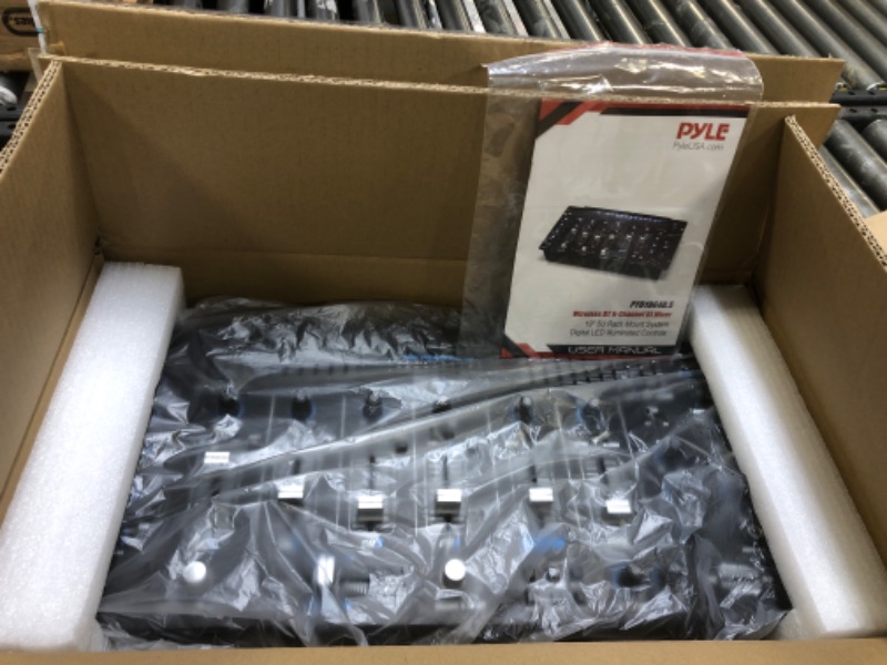 Photo 2 of Pyle 6 Channel Mixer, Bluetooth DJ Controller, Stereo Mixer, Professional Sound System, LED Illumination, Mixer Digital Audio, Digital Mixing System, Speed Control, 5U Rack Mount System, PYD1964B.5