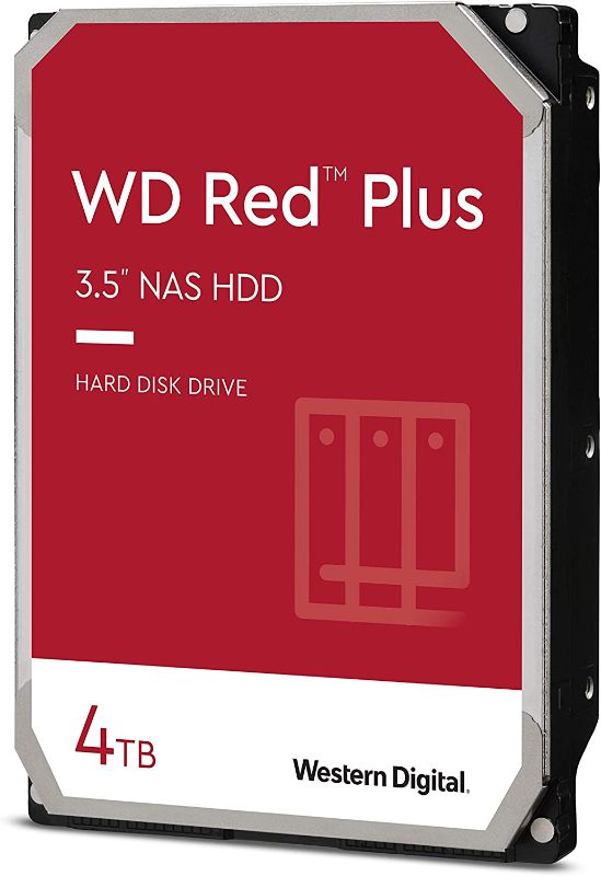 Photo 1 of Western Digital 4TB WD Red Plus NAS Internal Hard Drive HDD - 5400 RPM, SATA 6 Gb/s, CMR, 128 MB Cache, 3.5" -WD40EFZX
