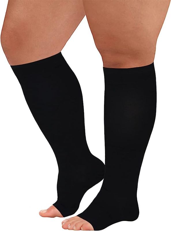 Photo 1 of Blahhey 5XL Extra Wide Calf Compression Socks Toeless for Women Men 20-30 mmHg Plus Size