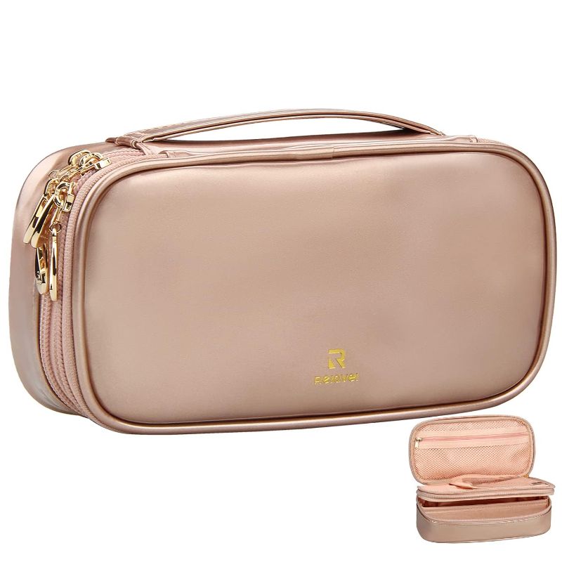 Photo 1 of  Makeup Bag for Women,Pouch Bag,Makeup Brush Bags Travel Kit Organizer Cosmetic Bag (rose gold)