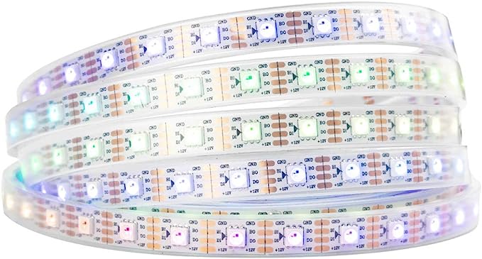 Photo 1 of BTF-LIGHTING WS2815 (Upgraded WS2812B) 16.4ft 300 Pixels Magic Dream Color Individually Addressable RGB LED Flexible Strip Light 5050 SMD Dual Signal IP67 Tube Waterproof DC12V White PCB