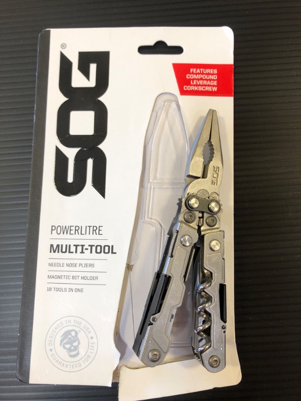 Photo 2 of SOG PowerLite Mini Multi-Tool- Utility Tool w/ 19 Specialty Tools, Compact 5 Inch Long Utility Tool w/ Knife, Screwdriver, Hex Bit Holder (PL1001-CP)