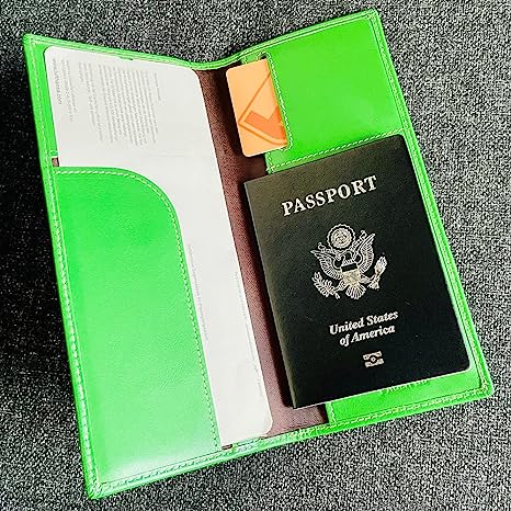 Photo 1 of Pacer Go RFID Blocking Slim Minimalist Long Travel Wallet Genuine Leather Passport Holder Travel Cover (Green), Ckhzt