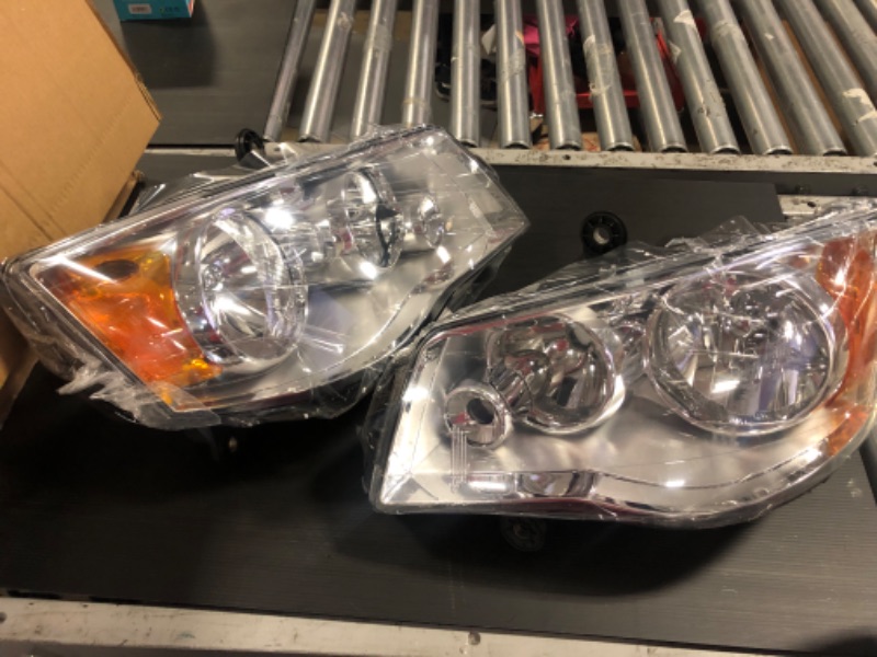Photo 2 of AXLAHA 2011-2018 Dodge Grand Caravan Headlights Assembly for 2011-2018 Dodge Grand Caravan,2008-2016 Chrysler Town & Country Chrome Housing Amber Reflector Replacement Driver and Passenger Side A-Chrome Housing Amber Reflector