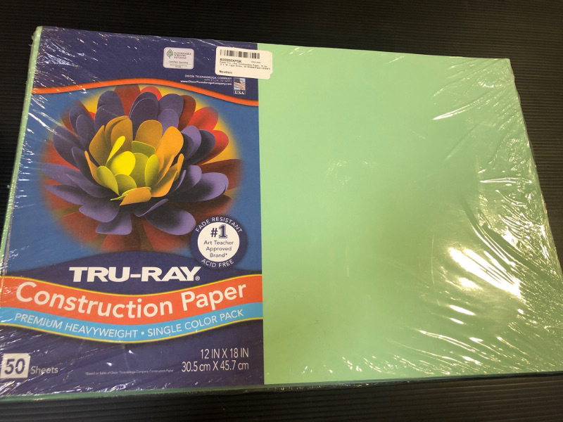 Photo 2 of Pacon Tru-Ray Construction Paper, 76 lbs., 12 x 18, Light Green, 50 Sheets/Pack (103047) Light Green Construction Paper