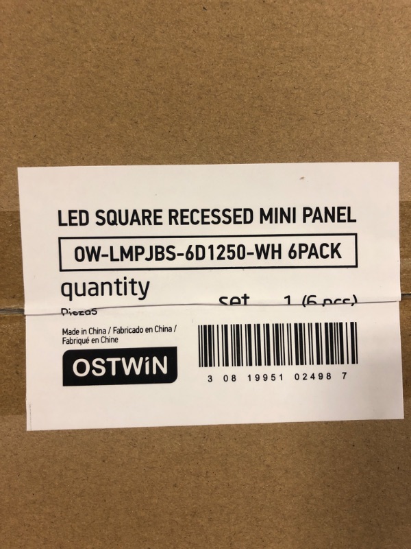 Photo 1 of 2pack Ostwin Led Mini Panel With Junction Box 6" Square 12Watt 5k lumens NEW******Factory Sealed****