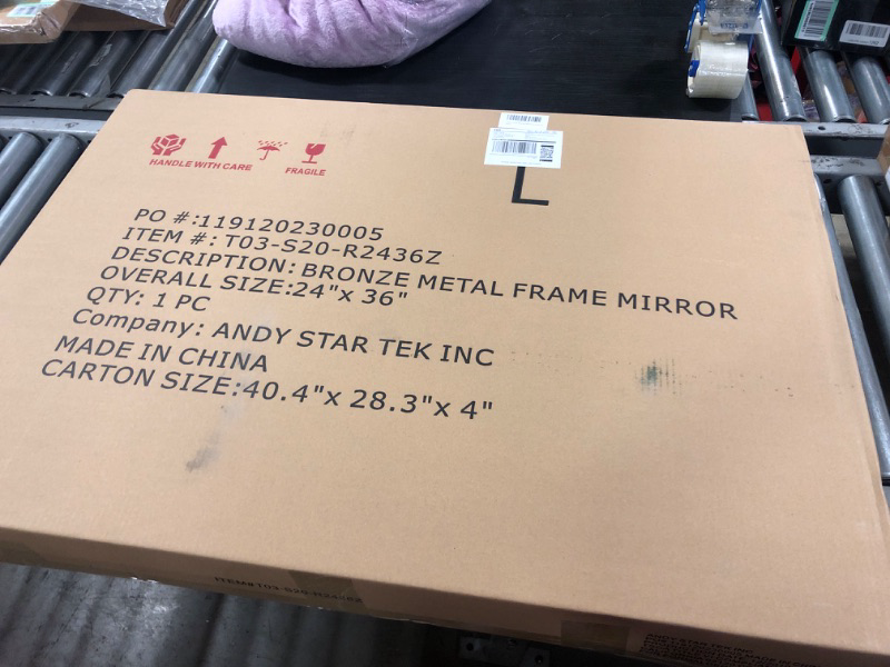 Photo 2 of ANDY STAR Bronze Rectangular Wall Mirror | 24x36’’ Contemporary Stainless Steel Metal Frame Rounded Corner 2’’ Deep Set Design for Bathroom ******Factory Sealed****