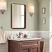 Photo 1 of ANDY STAR Bronze Rectangular Wall Mirror | 24x36’’ Contemporary Stainless Steel Metal Frame Rounded Corner 2’’ Deep Set Design for Bathroom ******Factory Sealed****