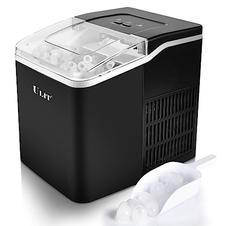 Photo 1 of ULIT Portable Ice Maker,Ice Maker Machine for Countertop, Self-Cleaning Function Ice Cube Maker,Make 26 lbs Ice in 24 hrs, 9 Ice Cubes Ready in 8 Minutes,with Ice Scoop and Basket(Black)