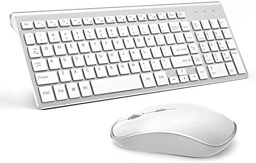 Photo 1 of Wireless Keyboard and Mouse Combo,J JOYACCESS 2.4G Slim Wireless Keyboard Mouse-Portable, Full Size, Ergonomic, 2400 DPI,Extreme Power Saving,Sleek Design-White+Silver
