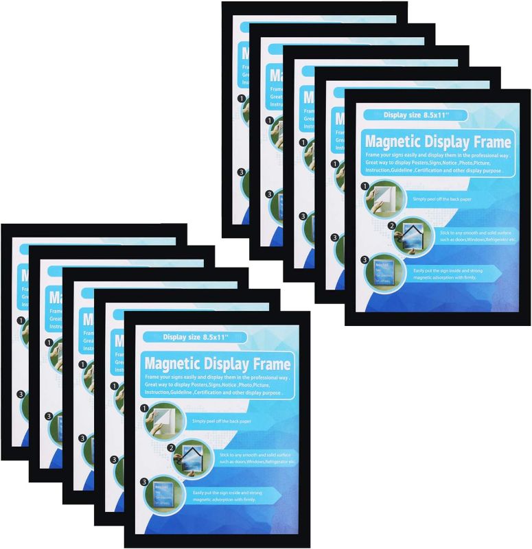 Photo 1 of MFoffice Self-Adhesive Magnetic Document Sign Holder 8.5X11'',Black,Pack of 10
