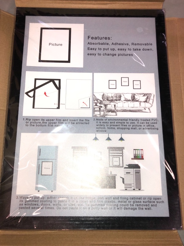 Photo 1 of MFoffice Self-Adhesive Magnetic Document Sign Holder 8.5X11'',Black,Pack of 10
