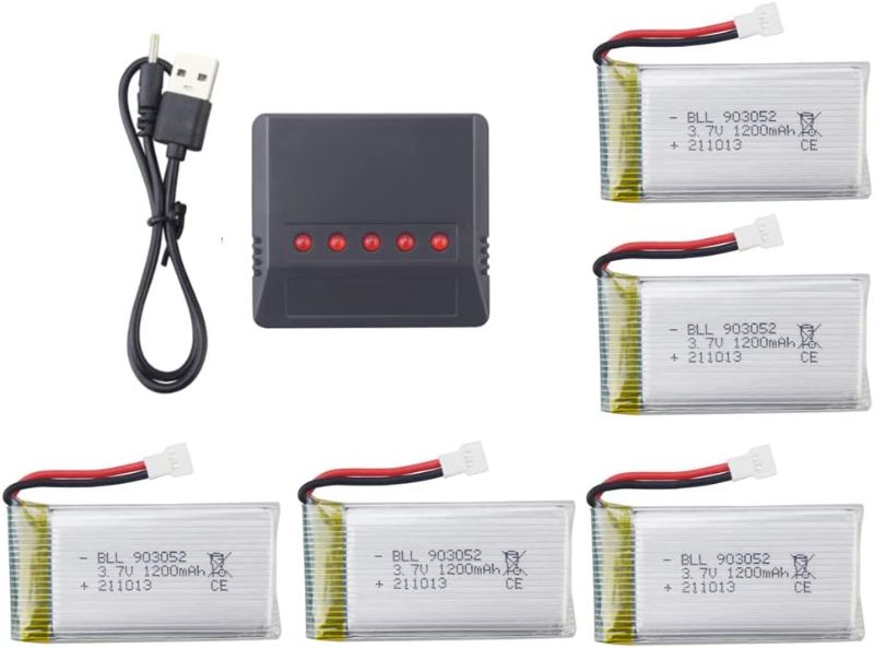 Photo 1 of sea jump 3.7V 1200mAh Upgrade Li-Polymer Battery 5pcs+1PCS Battery Charger for SYMA X5SC X5SW X5SC-1 Remote Control Quadcopter Drone
