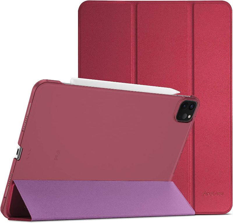 Photo 1 of ProCase iPad Pro 11 Inch Case 2022/2021 / 2020/2018, Slim Stand Hard Back Shell Smart Cover for iPad Pro 11 Inch 4th Generation 2022 / 3rd Gen 2021/ 2nd Gen 2020 / 1st Gen 2018 -Wine
