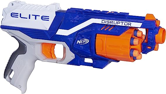 Photo 1 of NERF Disruptor Elite Blaster - 6-Dart Rotating Drum, Slam Fire, Includes 6 Official Elite Darts