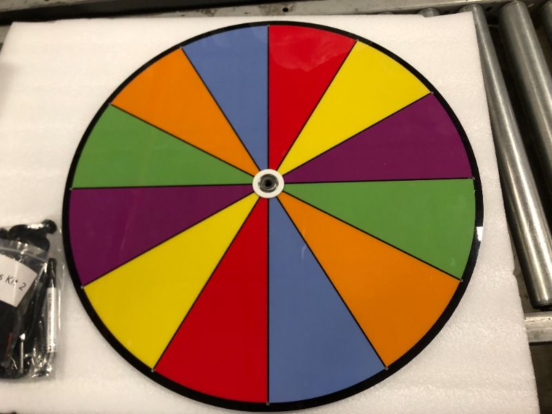 Photo 2 of 24 Inch Dual Use Spinning Prize Wheel 14 Slots Color Tabletop and Floor Roulette Wheel of Fortune, Spin The Wheel with Dry Erase Marker and Eraser Win The Fortune Spinner Game for Carnival Trade Show
