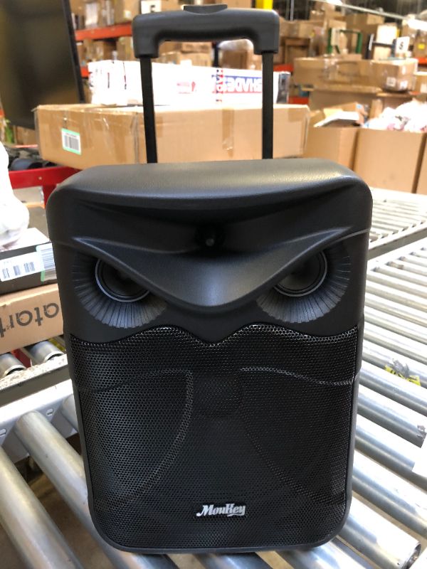 Photo 1 of Moukey Portable Bluetooth Speaker, Big Subwoofer PA System for Christmas, Powerful Sound, Karaoke Machine w/ 2 Wireless Microphones and Echo/Treble/Bass Adjustment, Support TWS/REC/AUX/MP3/USB/TF/FM