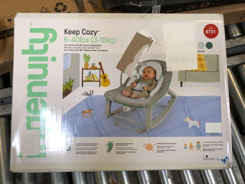 Photo 4 of Ingenuity Keep Cozy 3-in-1 Grow with Me Vibrating Baby Bouncer Seat & Infant to Toddler Rocker - Weaver, Newborn and up