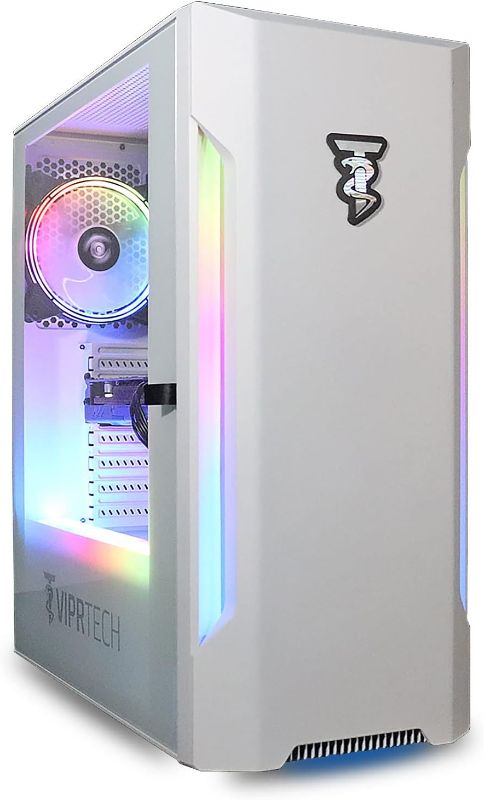 Photo 1 of ViprTech Prime Gaming PC Computer Desktop - Intel Core i5 3rd Gen, GeForce GTX 750 Ti, 16GB RAM, 1TB HDD, WiFi, RGB Lighting, Windows 10 Pro, Streaming, Editing, White
