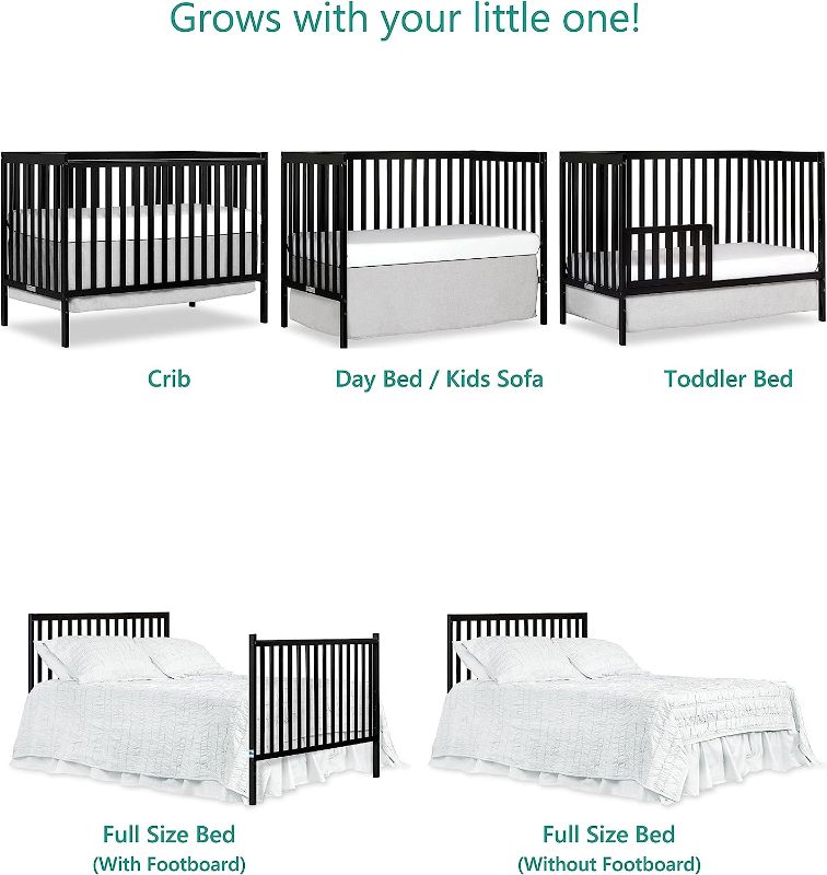 Photo 2 of Dream On Me Synergy 5-In-1 Convertible Crib In Black, Greenguard Gold Certified
