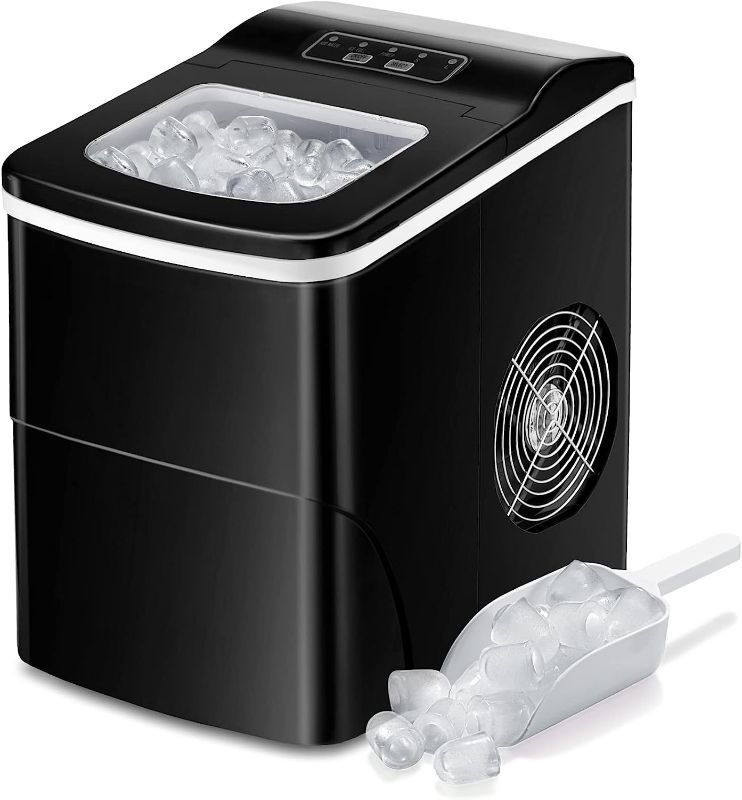 Photo 1 of AGLUCKY Countertop Ice Maker Machine, Portable Ice Makers Countertop, Make 26 lbs ice in 24 hrs,Ice Cube Ready in 6-8 Mins with Ice Scoop and Basket (Black)
