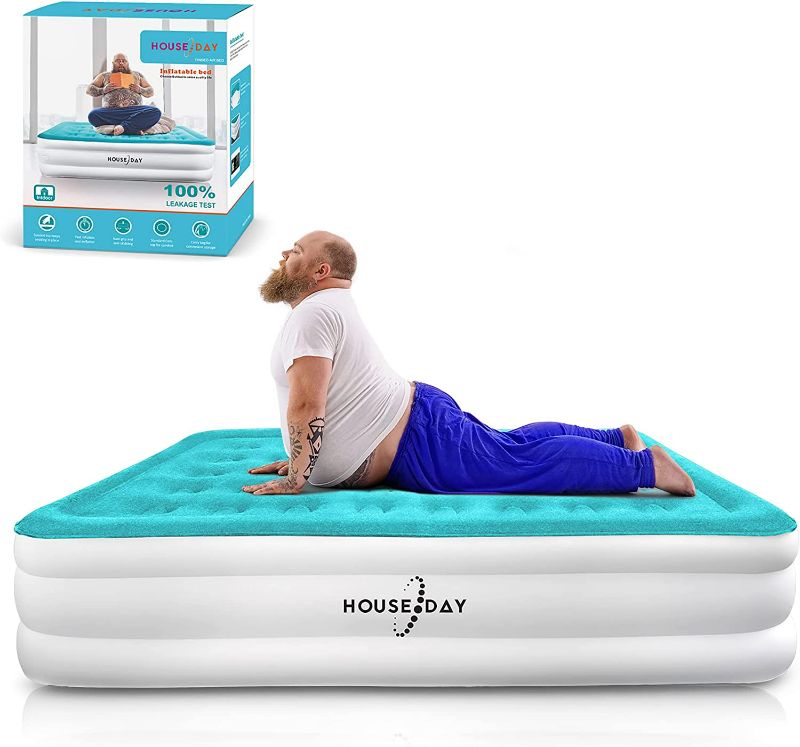 Photo 1 of HOUSE DAY Queen Air Mattress with Built in Pump-Premium Inflatable Mattress for Home, Camping & Guests - Height Fast Inflating Air Mattress Easy to Blow Up Mattress, Waterproof.