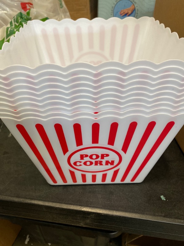 Photo 2 of (Set of 10) Reusable Plastic Popcorn Tubs NEW