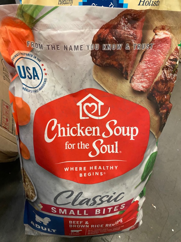 Photo 2 of Chicken Soup Small Bites Adult Dog - Beef & Brown Rice Recipe 13.5lb - Soy Free, Corn Free, Wheat Free Dry Dog Food Made with Real Ingredients No Artificial Flavors or Preservatives 13.5 Pound NEW 