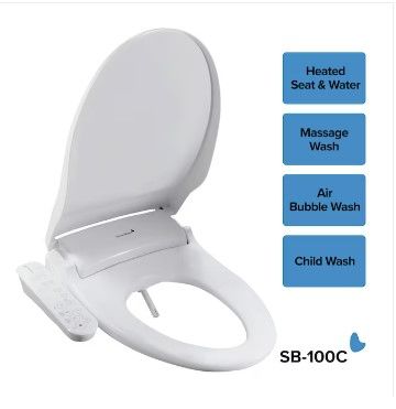 Photo 1 of SmartBidet White Elongated Slow-Close Heated Bidet Toilet Seat 18.7X7.7X22" NEW 
