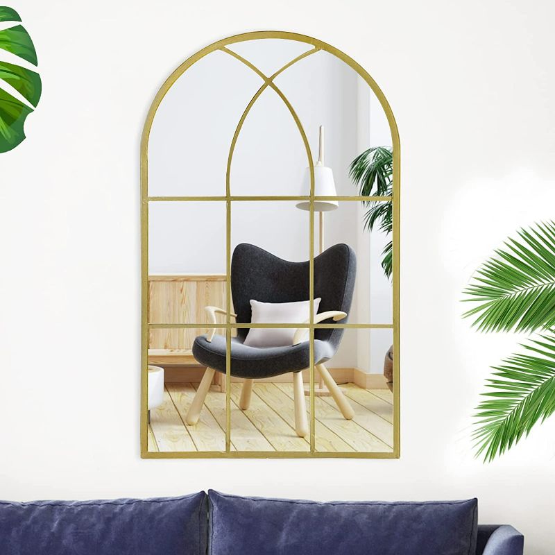 Photo 1 of ironsmithn Wall Mirror Mounted Decorative Long Hanging Arched Window Frame Decor Wall-Mounted for Bathroom Vanity, Living Room or Bedroom NEW