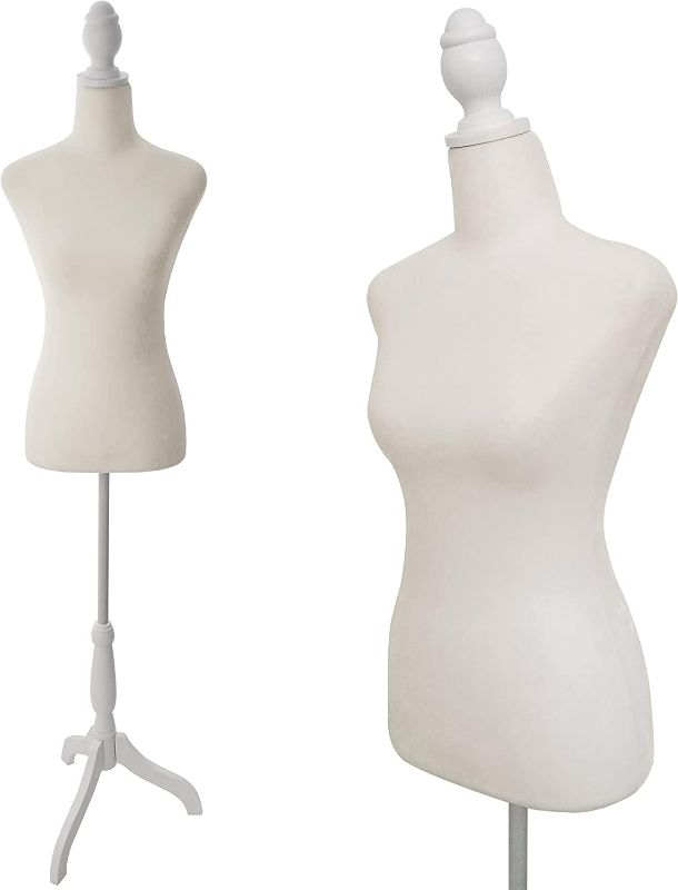 Photo 1 of Female Mannequin Torso Dress Form w/Adjustable Tripod Stand Base Style (White) NEW