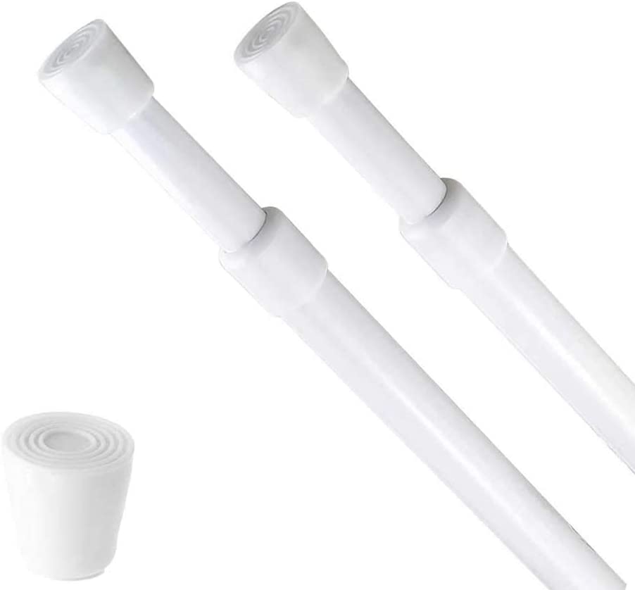 Photo 1 of Tension Rods 1 Pack Spring Tension Rods,Adjustable Extension Steel Spring Rods Closet Rod Cupboard Bars Tension Curtain Rod for Windows,Kitchen, Bathroom,Cupboard,Wardrobe (White) NEW