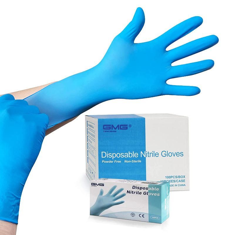 Photo 1 of GMG SINCE1988 Disposable Nitrile Gloves, Powder-Free, Latex-Free Safety Exam Gloves for Cleaning, Food Safe/Automotive(Medium Size, 1000 Pack)  NEW 