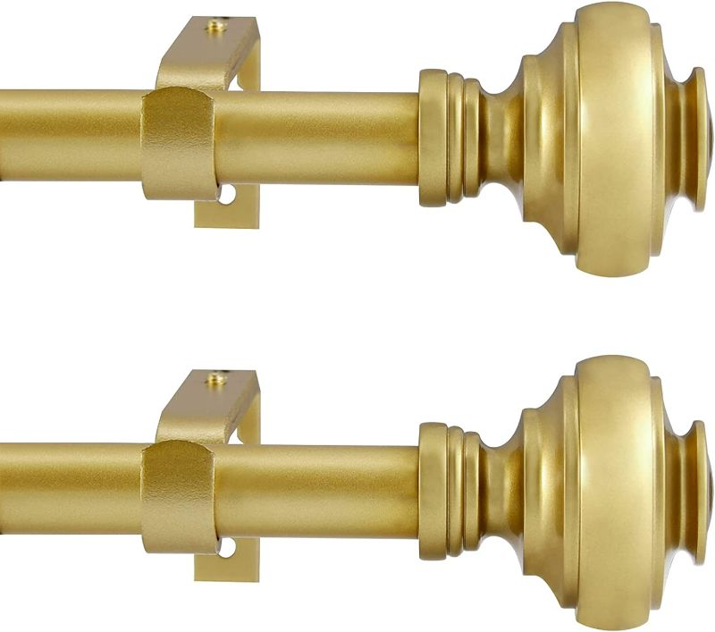 Photo 1 of ZYRW Curtain Rods for Window Curtain Rods with Twisting Finials (Gold, 48-84"/2packs) NEW
