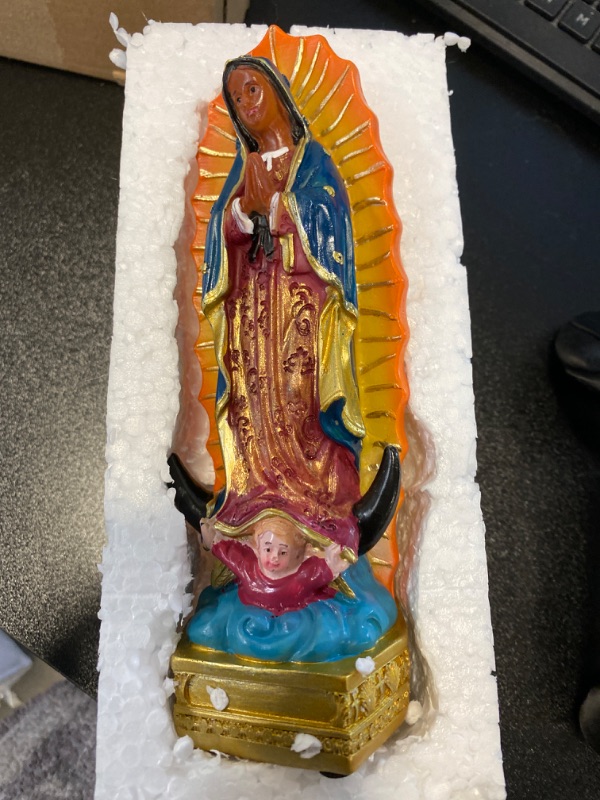 Photo 2 of Lependor Our Lady of Guadalupe The Blessed Virgin Mary Resin Statue Sculpture? The Blessed Mother of The Immaculate Comception Home Madonna Figurine NEW