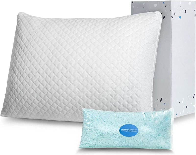 Photo 1 of Lifewit Shredded Memory Foam Pillow Queen Size - Premium Adjustable Loft Hypoallergenic Cooling Pillow for Sleeping for Side, Back, Stomach Sleepers, Washable Cover 