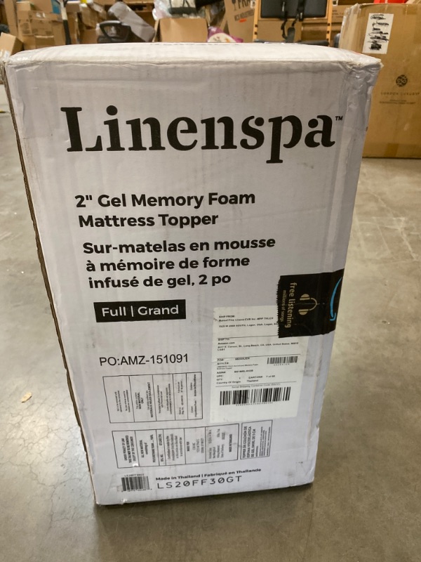 Photo 3 of Linenspa 2 Inch Memory Foam Mattress Topper, Gel Infused Full Mattress Topper, Certified Full 2 Inch Topper Only NEW