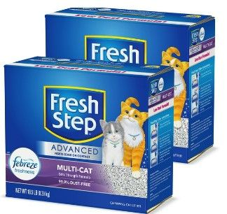 Photo 1 of 2 Pack Fresh Step Advanced Multi-Cat Febreze Freshness Scented Clumping Clay Cat Litter, 18.5-lb box  NEW 
