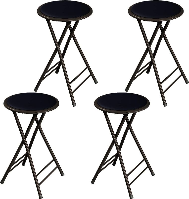 Photo 1 of Lavish Home 24-Inch Folding Bar Heavy-Duty Padded Portable Stool with 300-Pound Capacity for Dorm, Recreation Game Room, Black Black Set of 6 NEW 