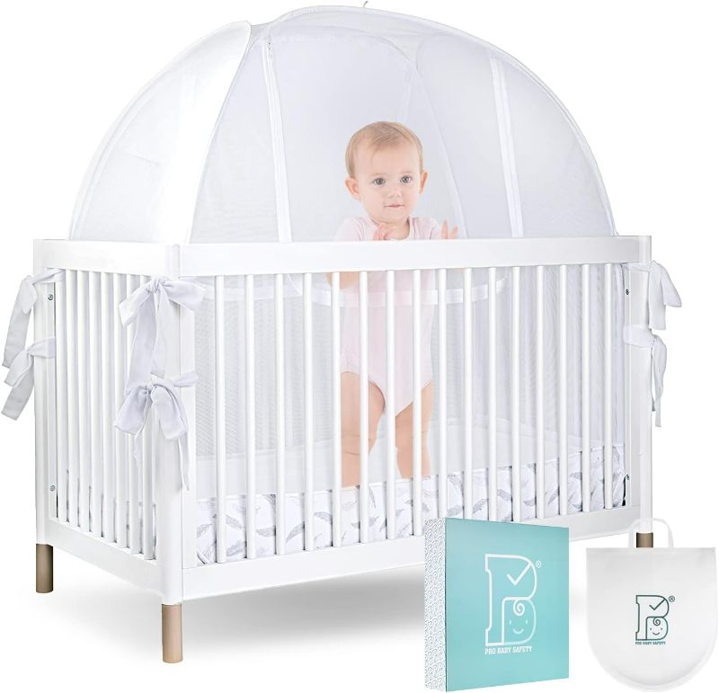 Photo 1 of Pro Baby Safety Premium Pop Up Crib Tent, Crib Cover to Keep Baby from Climbing Out, Falls and Mosquito Bites, Safety Net, Canopy Netting Cover - Sturdy & Stylish Infant Crib Topper, Mosquito Net
