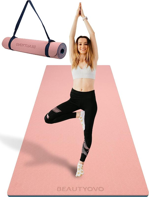 Photo 1 of Extra Wide & Thick Yoga Mat - 72" x 24" x 1/3", Double-Sided Non Slip Yoga Mat with Strap, Professional TPE Yoga Mats for Women Men Kids, Large Exercise Mat for Yoga, Pilates and Home Workout NEW