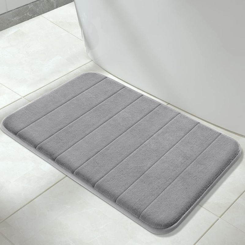 Photo 1 of Yimobra Memory Foam Bath Mat Large Size 31.5 by 19.8 Inches, Soft and Comfortable, Super Water Absorption, Non-Slip, Thick, Machine Wash, Easier to Dry for Bathroom Floor Rug, Grey NEW