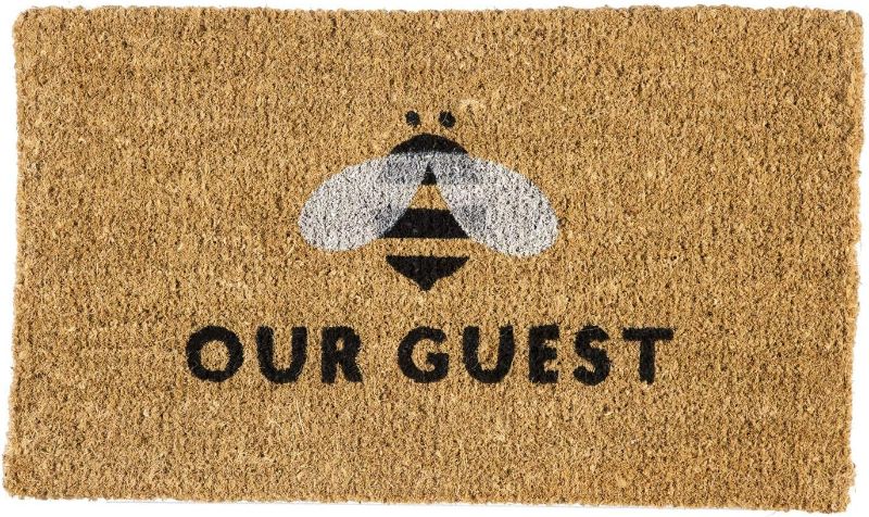 Photo 1 of Bee Our Guest Evergreen Heavy Duty Woven Coir Doormat | Made of 100% Natural Coconut | 18 x 30 | Welcome Indoor and Outdoor | Fade and Weather Resistant NEW