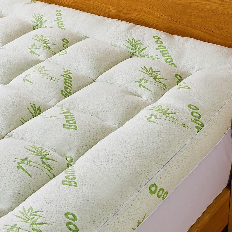 Photo 1 of Bamboo Mattress Topper Full Size, Cooling Extra 3 Inch Thick Breathable Mattress pad, 8-21”Deep Pocket Soft Quilted Fitted Mattress Cover 