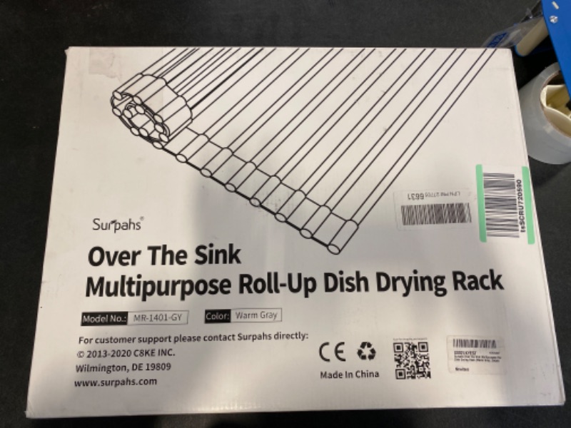 Photo 3 of Surpahs Over The Sink Multipurpose Roll-Up Dish Drying Rack (Warm Gray, Large - 20.5" x 13.1") NEW 