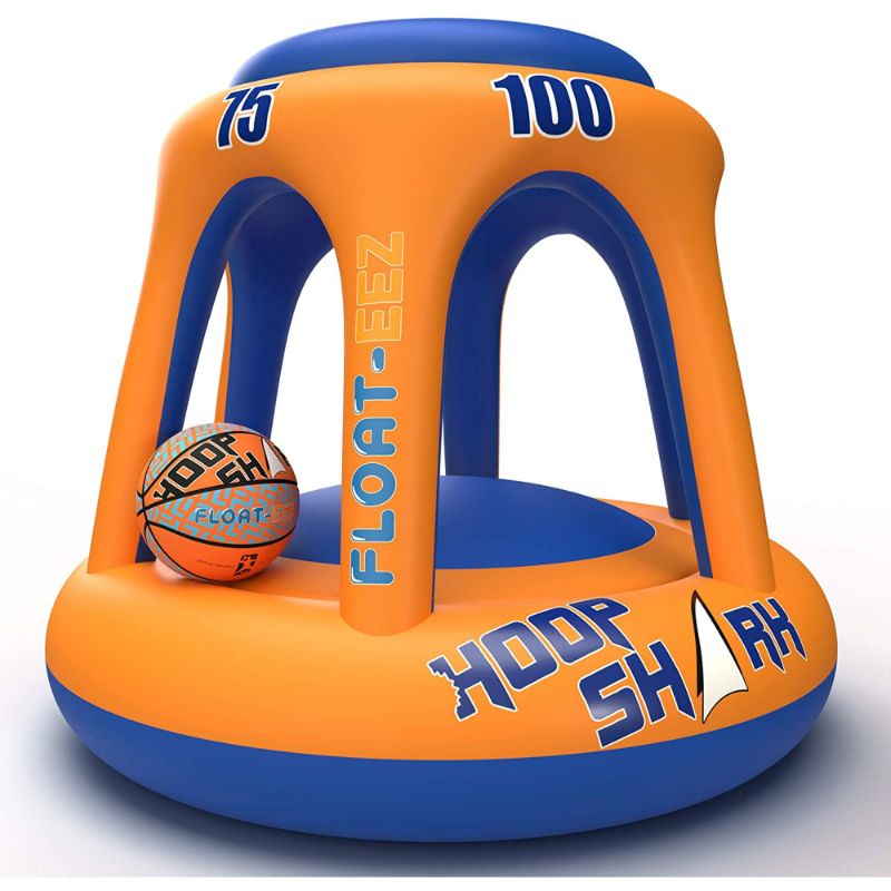 Photo 1 of Hoop Shark Swimming Pool Basketball Hoop Set by FLOAT-EEZ - 2020 Edition - Inflatable Hoop with Ball Included - Perfect for Competitive Water Play and Trick Shots - Ultimate Summer Toy (Orange)