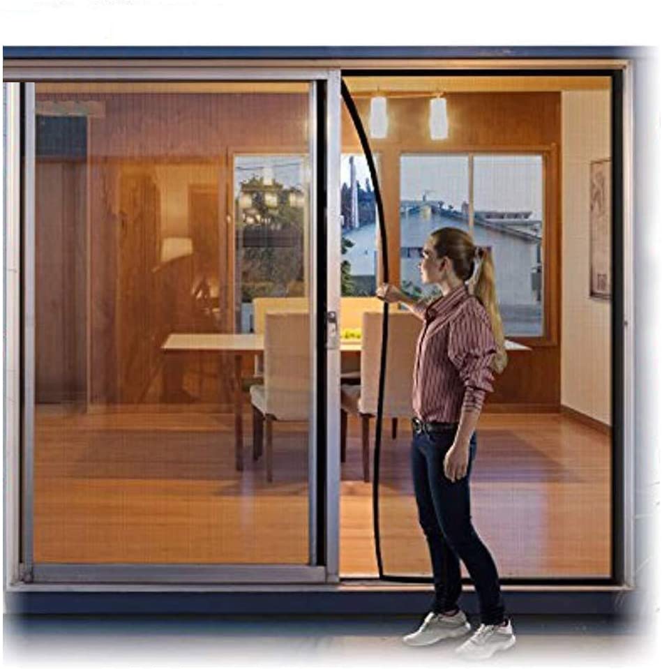 Photo 1 of Large Hands Free Mesh Screen Net Door Magic Curtain with Heavy Duty Magnets Full Frame Velcro Mesh Curtain fit up to 72" x 80" Inchs Door Sliding Door