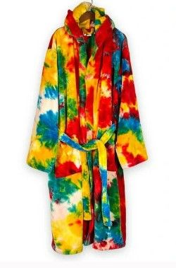 Photo 1 of Forever Lazy Triffin' Tie Dye Long Robe w Hood "Big Sexy" Unisex Super Soft
